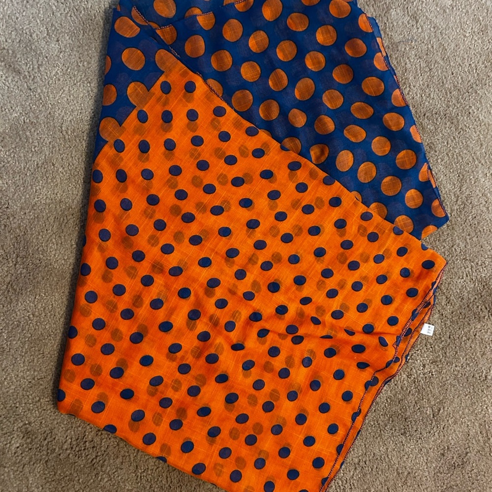 Handmade Italian Orange and Blue Scarf